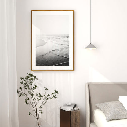 Serene Black and White Newport Beach Coastal Oil Painting