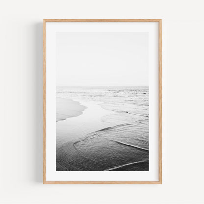 Serene Black and White Newport Beach Coastal Oil Painting