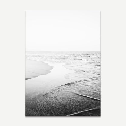 Serene Black and White Newport Beach Coastal Oil Painting