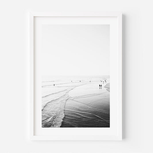 Serene Black and White Newport Beach Landscape Painting