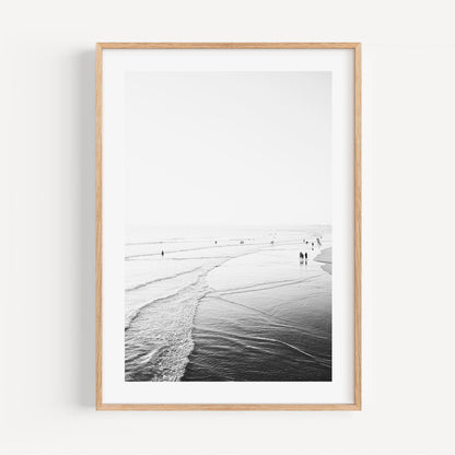 Serene Black and White Newport Beach Landscape Painting
