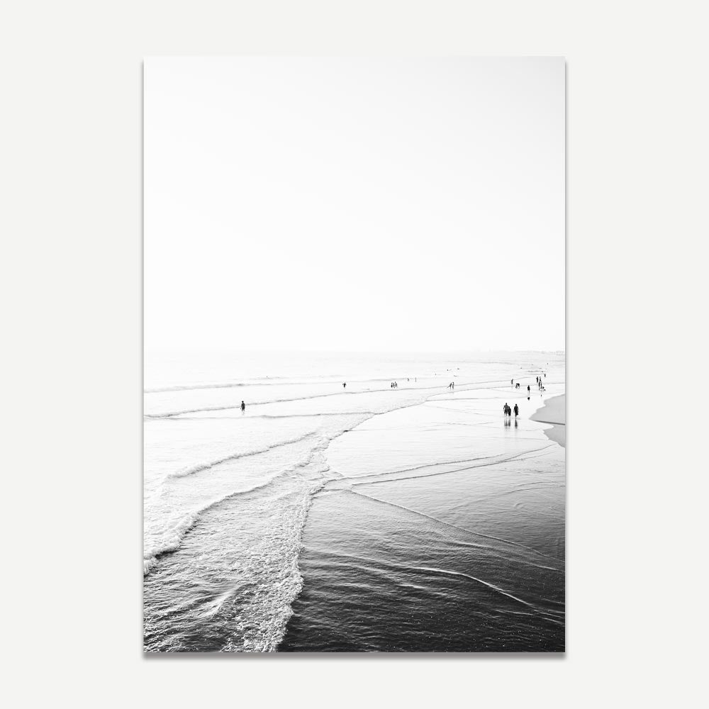 Serene Black and White Newport Beach Landscape Painting