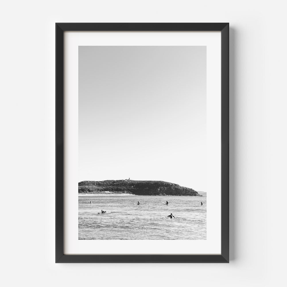 Elegant Black and White Palm Beach Surf Scene Oil Painting