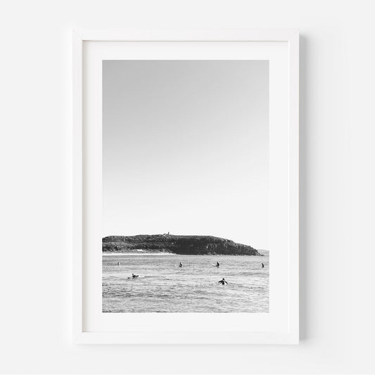 Elegant Black and White Palm Beach Surf Scene Oil Painting