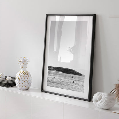 Elegant Black and White Palm Beach Surf Scene Oil Painting