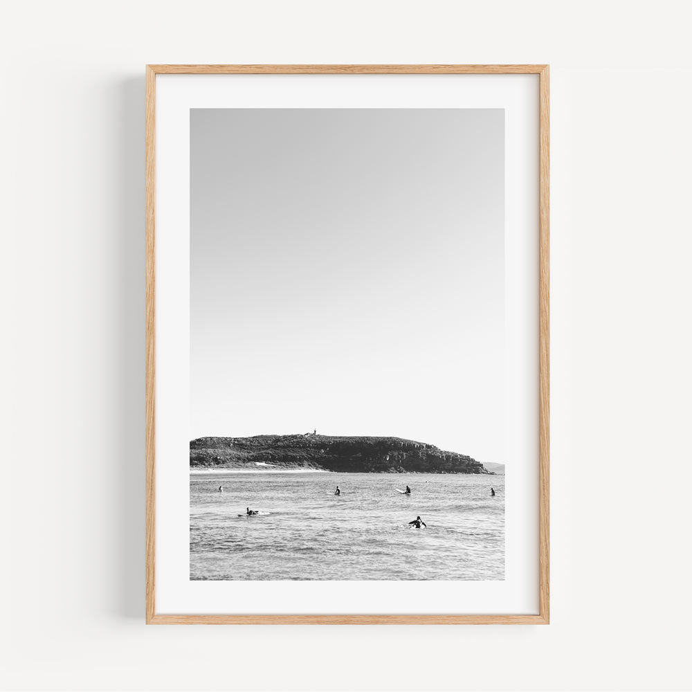 Elegant Black and White Palm Beach Surf Scene Oil Painting
