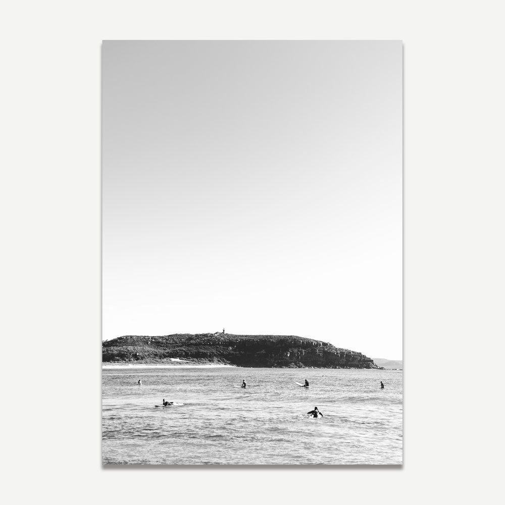 Elegant Black and White Palm Beach Surf Scene Oil Painting