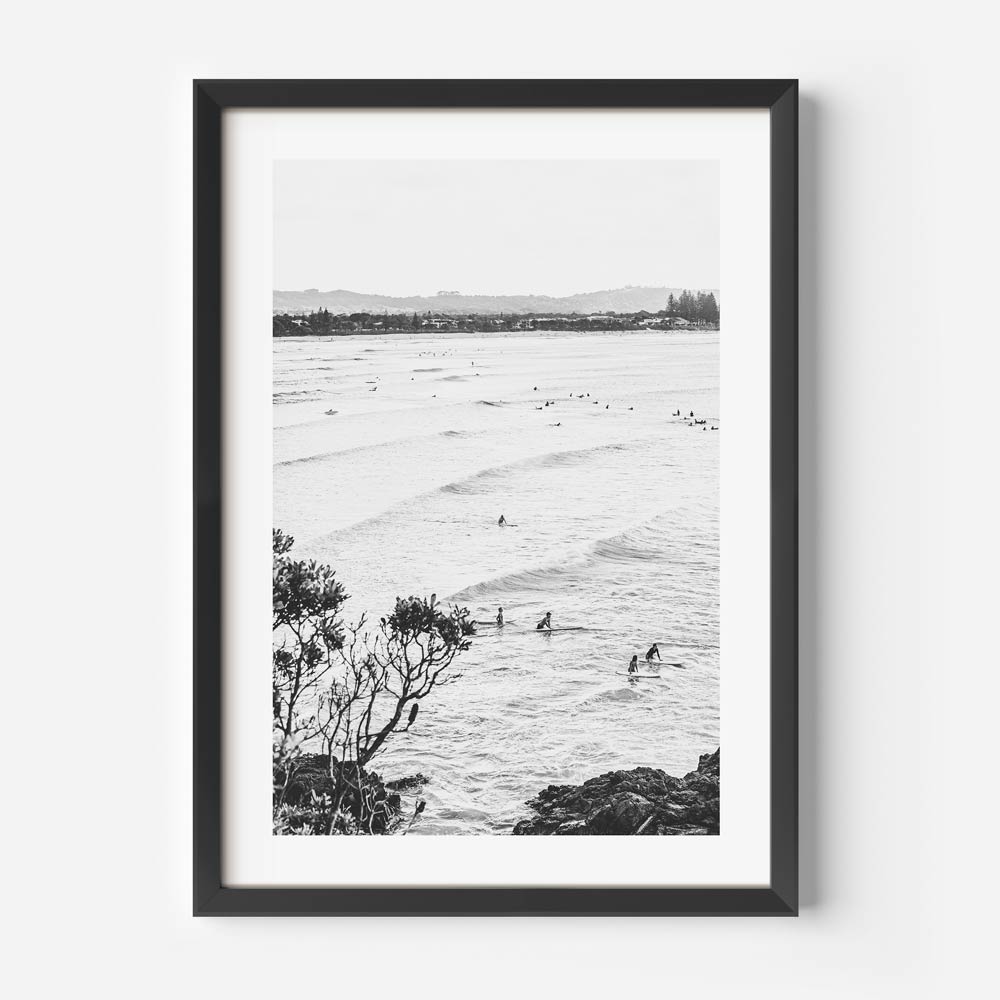 Black and White Coastal Surfers Oil Painting for Beach Home Decor