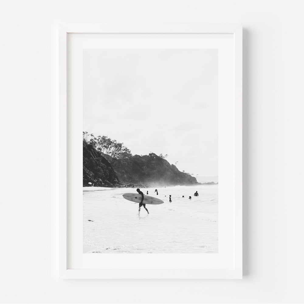 Black and White Surfer Art Set - Wategos Beach, Stairs, and More