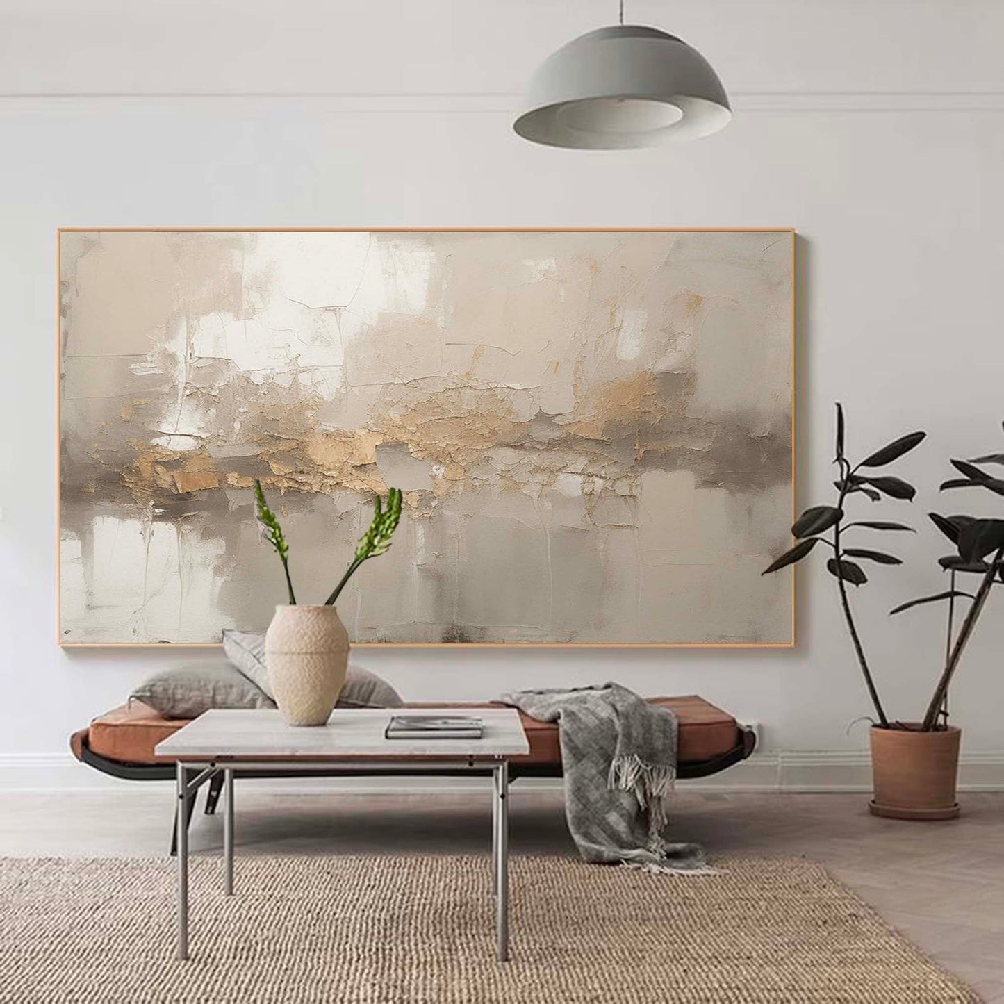Elegant Minimalist Abstract Oil Painting with Textured Earth Tones