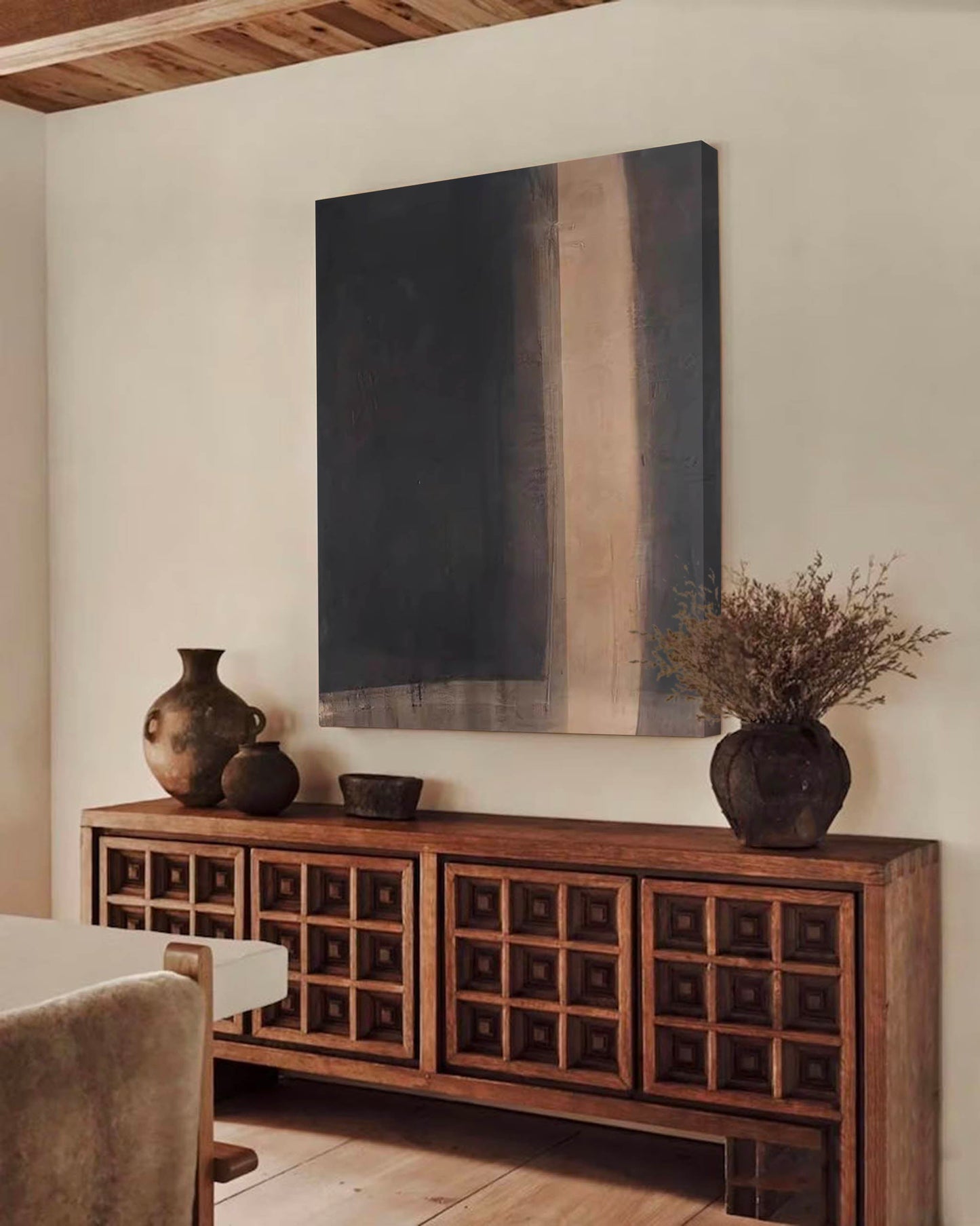Elegant Minimalist Abstract Oil Painting for Modern Home Decor