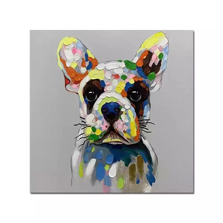 Vibrant French Bulldog Oil Painting - Colorful Abstract Canine Wall Art Decor