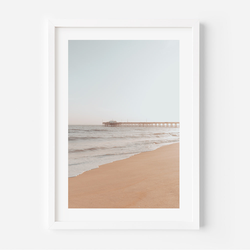 Tranquil Ocean View at Balboa Pier - Serene Beach Oil Painting Artwork