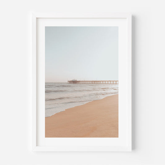 Tranquil Ocean View at Balboa Pier - Serene Beach Oil Painting Artwork