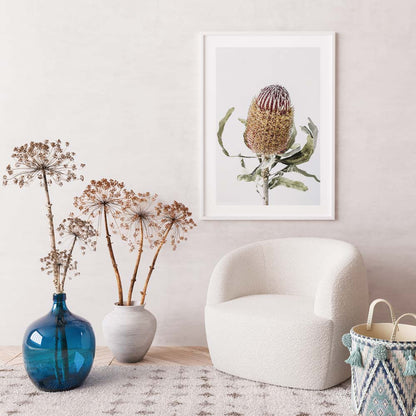 Vibrant Banksia Flower Oil Painting for Home Decor and Nature Lovers