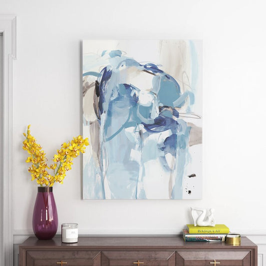 Abstract Blue Oil Painting - Modern Wall Art for Contemporary Home Decor
