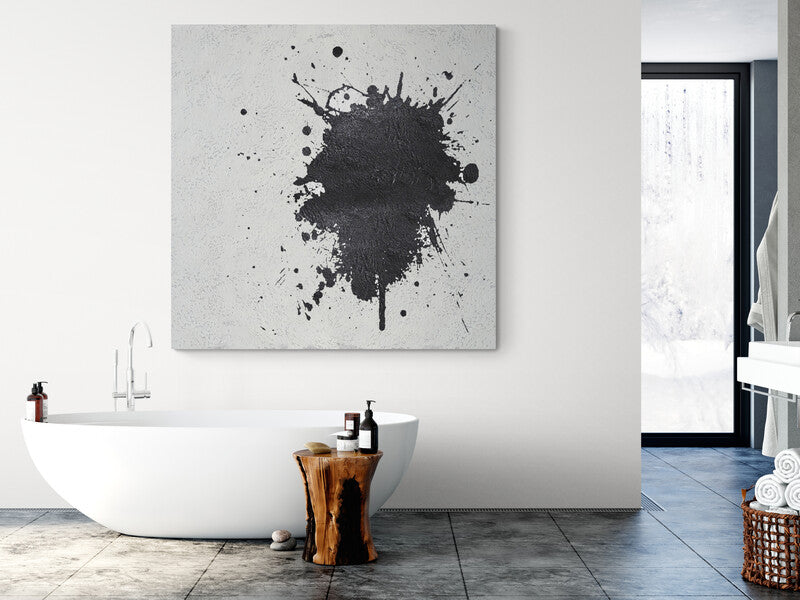 Abstract Black and White Dance of Colors - Modern Oil Painting for Unique Home Decor