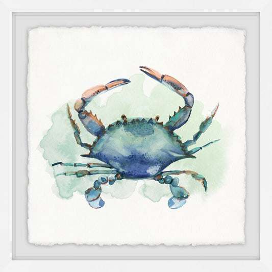 Vibrant Blue Crab Oil Painting - Coastal Beach Artwork
