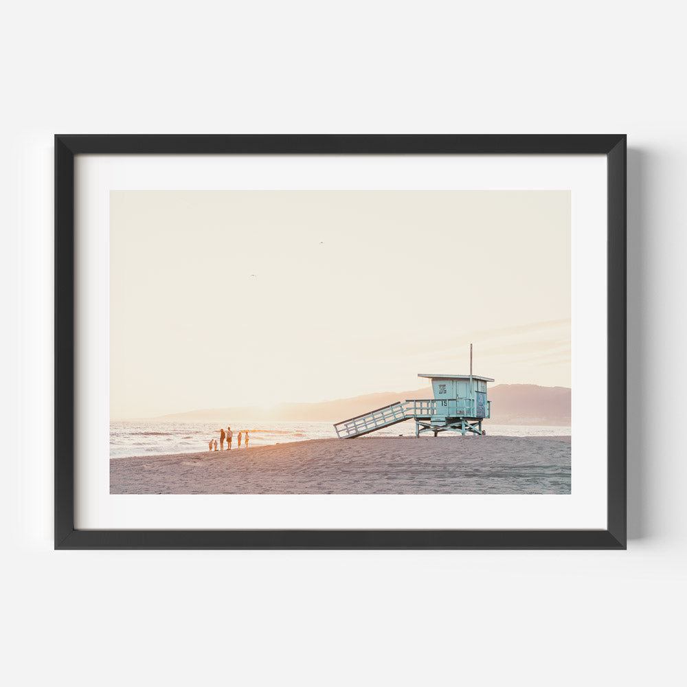 Serene Beach Hut Sunset Oil Painting for Coastal Home Decor