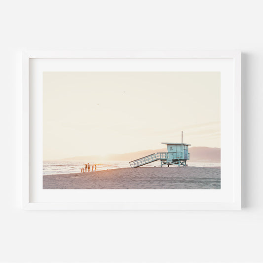 Serene Beach Hut Sunset Oil Painting for Coastal Home Decor