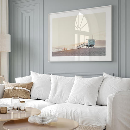 Serene Beach Hut Sunset Oil Painting for Coastal Home Decor