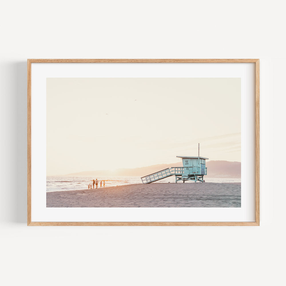 Serene Beach Hut Sunset Oil Painting for Coastal Home Decor