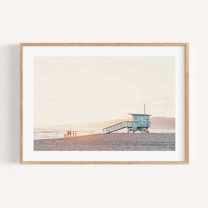 Serene Beach Hut Sunset Oil Painting for Coastal Home Decor
