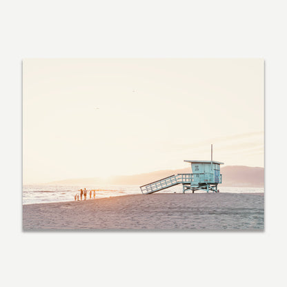 Serene Beach Hut Sunset Oil Painting for Coastal Home Decor