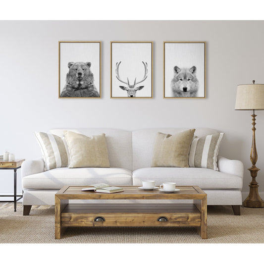 Wildlife Elegance: Bear, Deer, and Wolf Canvas Art Set for Nature Lovers