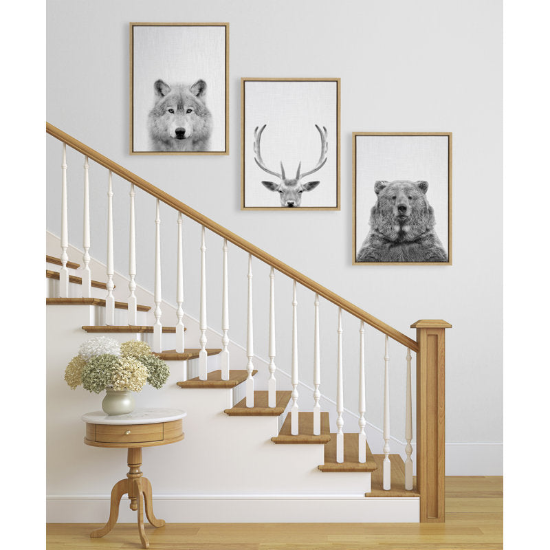 Wildlife Elegance: Bear, Deer, and Wolf Canvas Art Set for Nature Lovers