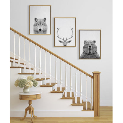 Wildlife Elegance: Bear, Deer, and Wolf Canvas Art Set for Nature Lovers