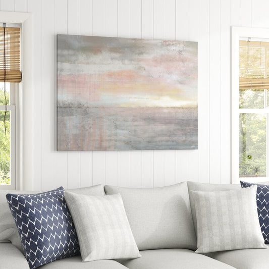 Serene Sunrise Reflection - Abstract Oil Painting for Tranquil Home Decor