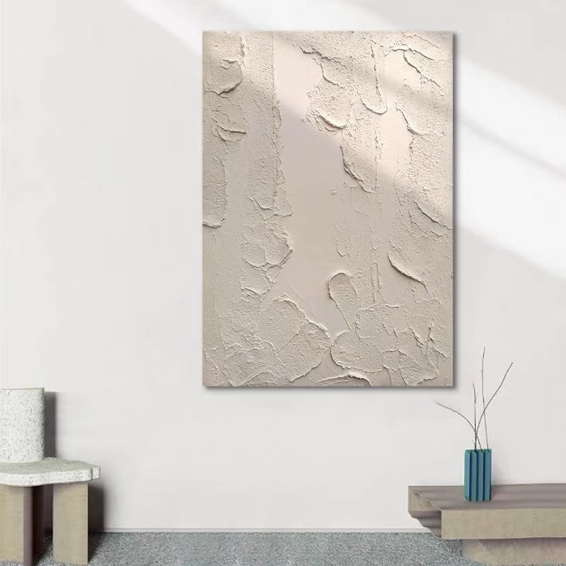 Textured Beige Abstract Oil Painting for Modern Home Decor