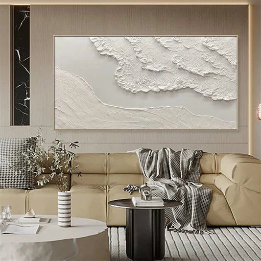 Elegant Beige Textured Oil Painting for Modern Minimalist Home Decor