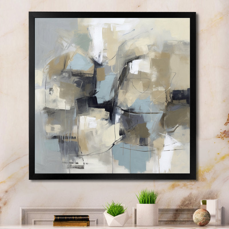Abstract Oil Painting in Beige and Gray – Contemporary Wall Art for Modern Decor