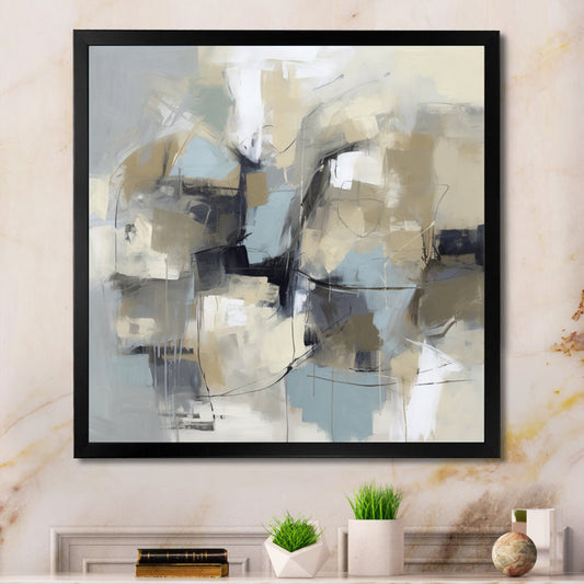 Abstract Oil Painting in Beige and Gray – Contemporary Wall Art for Modern Decor