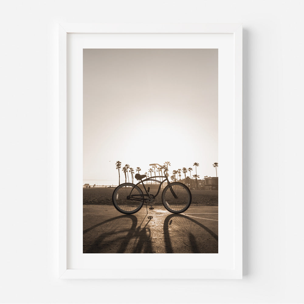 Sunset Palm Trees and Bicycle Wall Art for Coastal Home Decor