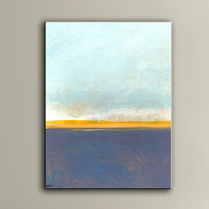 Stunning Abstract Oil Painting of Open Sky and Golden Horizon on Canvas