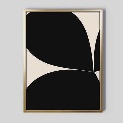 Stylish Black and Beige Botanical Abstract Oil Painting for Modern Home Decor