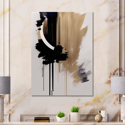 Abstract Black and Gold Oil Painting for Modern Home Decor