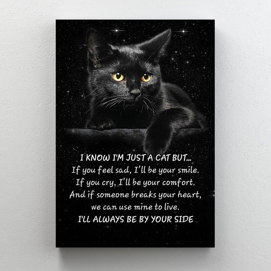 Elegant Black Cat Painting on Dark Background - Heartfelt Comfort and Companionship Art