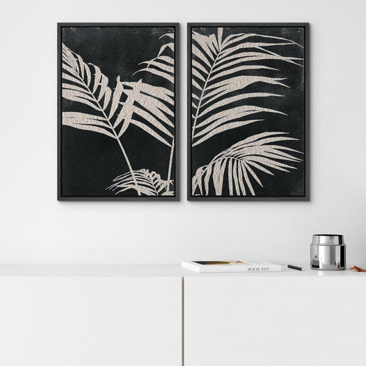 Minimalist Black and White Palm Leaf Art Set for Neutral Home Decor Wall Aesthetics