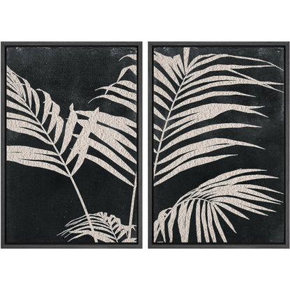 Minimalist Black and White Palm Leaf Art Set for Neutral Home Decor Wall Aesthetics