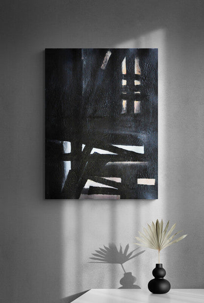 Abstract Oil Painting of Shadowed Perspectives and Mysterious Light