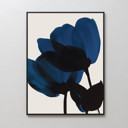 Elegant Blue Floral Abstract Oil Painting for Modern Home Decor