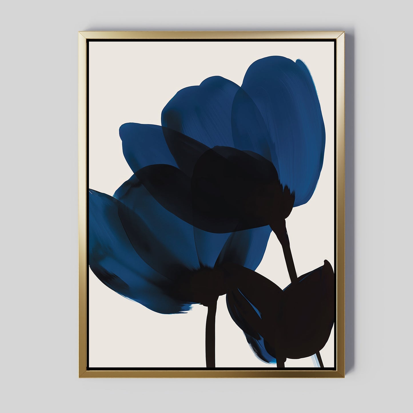 Elegant Blue Floral Abstract Oil Painting for Modern Home Decor