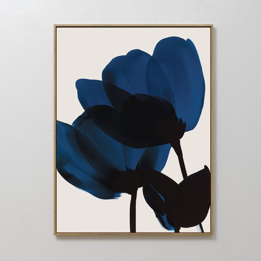 Elegant Blue Floral Abstract Oil Painting for Modern Home Decor