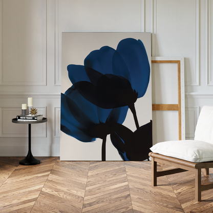 Elegant Blue Floral Abstract Oil Painting for Modern Home Decor