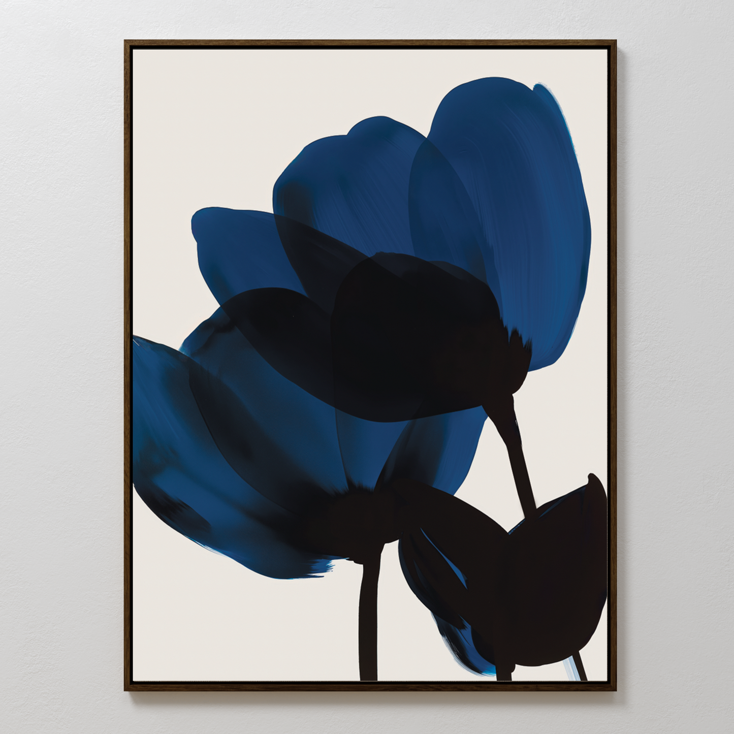 Elegant Blue Floral Abstract Oil Painting for Modern Home Decor