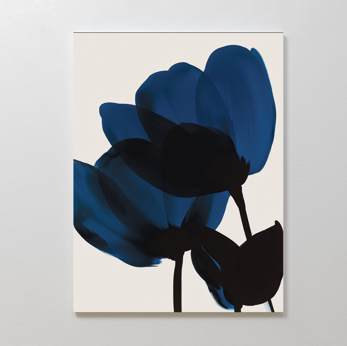 Elegant Blue Floral Abstract Oil Painting for Modern Home Decor